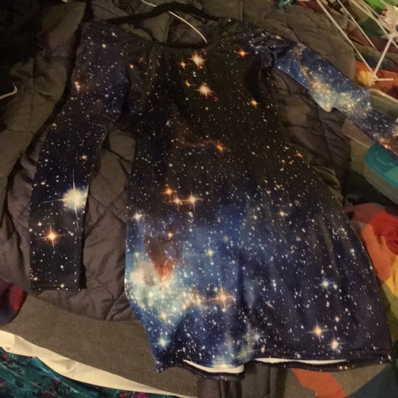 Galaxy blue long sleeve Blackmilk bodycon dress - Picture 7 of 7